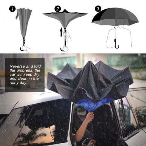  SHINE HAI Windproof Travel Umbrella, Double Canopy Construction, Automatic Open Close One Handed Operation, Compact Lightweight Umbrella Rain Snow