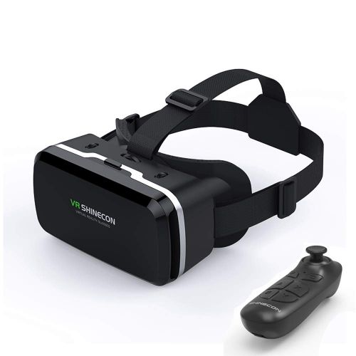  SHINECON VR Headset with Remote Control, Watch 3D Movies and Play Games, VR Glasses can Adjust The Distance, iOS and Android Smartphones can be Used