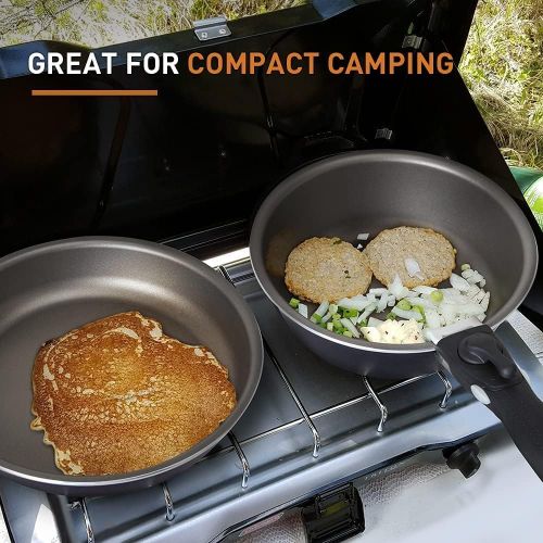  SHINEURI 3 Pieces Removable Handle Cookware, Stackable Pots And Pans Set, Nonstick Pot and Pan Set,Nonstick Frying Pans for Home & Camping, Dishwasher Safe, Oven Safe - 8/9.5 inch