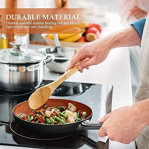  SHINEURI 6 Pieces Nonstick Copper Pans with Lid Copper Frying Pans Copper Nonstick Frying Pans Copper Pans with Lid Copper Skillets with Lid Ceramic Fry Pan Copper Pans for Cooking