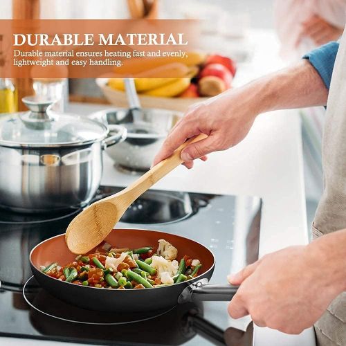  [아마존베스트]SHINEURI 6 Pieces Nonstick Copper Pan Set - 8 / 9.5 /11 inch, Frying Pan Set with Lid, Fry Pan Set with Induction Base & Stainless Steel Handle, Suitable for Cooking Saute Vegetabl