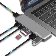 SHINEVI USB C HUB Adapter Dongle for Apple MacBook Pro 2018, 2017, 2016,MacBook Air 2018, Type c Hub whit 4K HDMI, Macbar, Thunderbolt 3 5K@60Hz, MicroSDSD Card Reader, 2 USB 3.0,