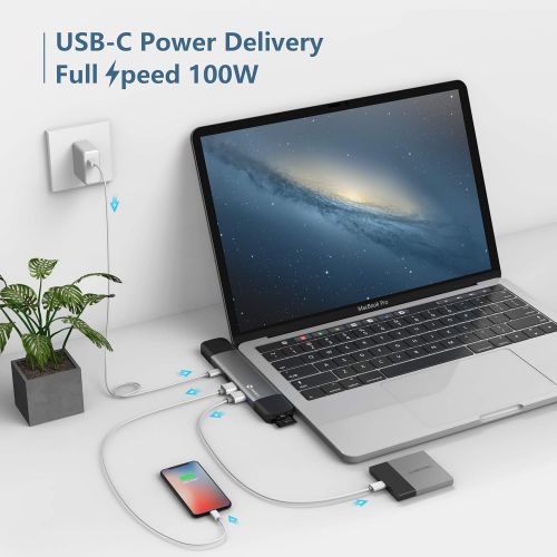  USB C Hub, SHINEVI Modular 8-in-1 USB Type-C Hub with HDMI, Thunderbolt 3 Hub for MacBook Air 2018 MacBook Pro 201820172016, Gigabit Ethernet, 3 USB 3.0, MicroSDSD Card Reader,