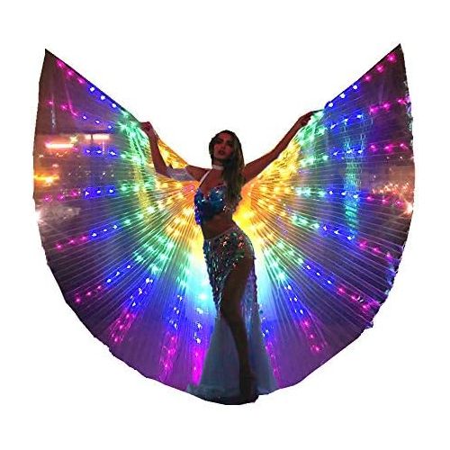  할로윈 용품SHINYOU LED Isis Wings Glow Light Up Belly Dance Costumes with Sticks Performance Clothing Carnival Halloween