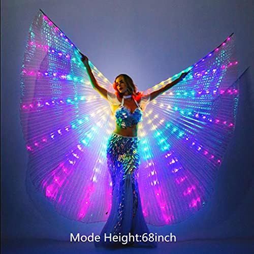  할로윈 용품SHINYOU LED Isis Wings Glow Light Up Belly Dance Costumes with Sticks Performance Clothing Carnival Halloween