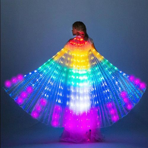  할로윈 용품SHINYOU LED Isis Wings Glow Light Up Belly Dance Costumes with Sticks Performance Clothing Carnival Halloween