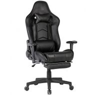 SHIONOOM Gaming Chair High Back Ergonomic Racing Chair Swivel Office Chair with Headrest Lumbar Support (Black,Footrest)
