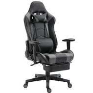 SHIONOOM Gaming Chair High Back Ergonomic Racing Chair Swivel Office Chair with Headrest Lumbar Support (BlackGray,Footrest)
