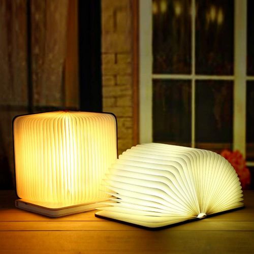  SHKY LED Book Lamp Wooden Folding Mood Light - USB Rechargeable,Home Table Desk Ceiling Decor Lamp,with 2000mAh Lithium Battery,C