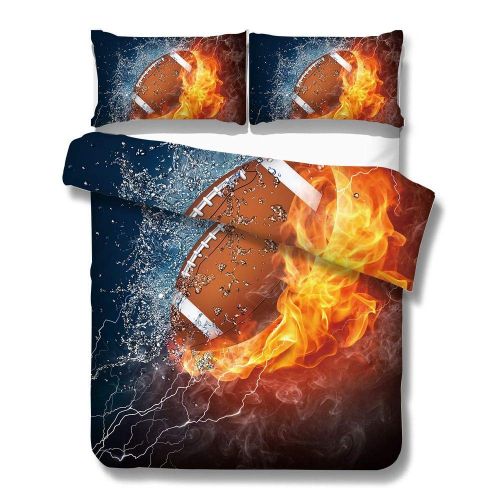  SHOMPE 3D American Football Bedding Set,Grey Kids Rugby Duvet Cover Set,3 Piece Bedding Set with Pillow Shams for Teens Boys Girls,NO Comforter,Full Size