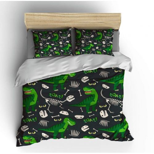  SHOMPE Twin Kids Dinosaur Bedding Set for Teens Boys Girls,3 Pieces Soft Cartoon Duvet Cover Set with Pillowcases,NO Comforter