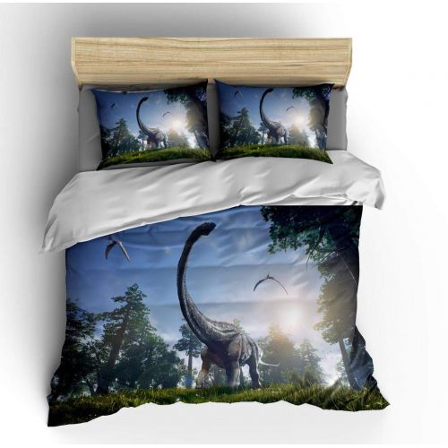  SHOMPE Full Kids Dinosaur Bedding Set for Teens Boys Girls Bedroom Help Learning,3 Pieces Soft Cartoon Duvet Cover Set with Pillowcases,NO Comforter