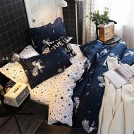 SHOMPE Chanyuan Boys Navy Blue White Bedding Starry Galaxy Duvet Cover Set Full Queen Meteor Shower Bedding Reversible Star Duvet Cover,Zipper Closure,Soft Microfiber,3 Pieces (S-1,Q)