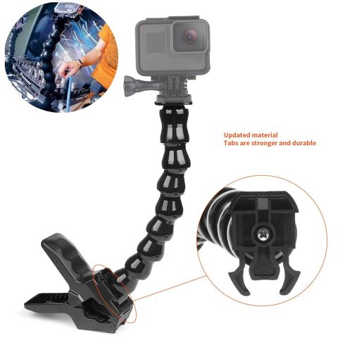  SHOOT Universal Flex Klemmhalter Halterung Einstellbare Schwanenhals Arm Griff Einbeinstativ fuer GoPro Hero 8/7/(2018)/6/5/4/3+ Hero Session APEMAN ACTURE AKASO SJCAM SJ4000/SJ5000