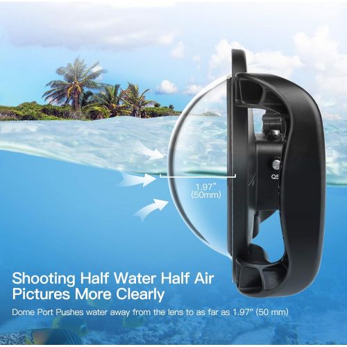  SHOOT Dome Port for DJI OSMO Action Camera - Waterproof Housing Cover Lightweight Stable Dual Handle Stabilizer Easier to Shoot Underwater Photos/Videos, Enlarge Trigger, Overall W