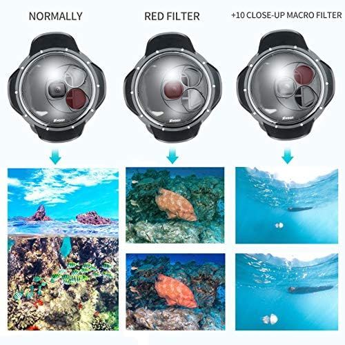  Shoot Dome Port Lens for GoPro HERO7 Black/6/5/HERO2018 - 10X Macro Filter,Red Filter with Overall Waterproof Case, Floating Hand Grip, Enlarge Trigger for Easy Shoot Over and Unde