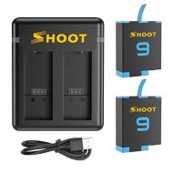 SHOOT D&F Replacement Battery for GoPro Hero 10 Black/Hero 9 Black, 2 Pack 1800mAH Batteries Kit with 2-Channel Charger Quick Charger Fully Compatible with Original Battery and Charger
