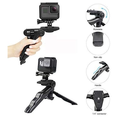  SHOOT 51in1 Accessories Kit with Foldable Selfie Stick for GoPro Hero 9 8 Hero 7 Black Silver White/6/5/4/3+/3/5S,OSMO Action(Waterproof Large Carrying Case,Chest Strap,Tripod)