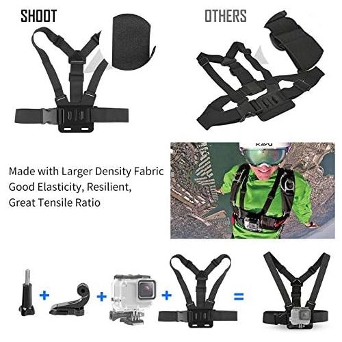  SHOOT 51in1 Accessories Kit with Foldable Selfie Stick for GoPro Hero 9 8 Hero 7 Black Silver White/6/5/4/3+/3/5S,OSMO Action(Waterproof Large Carrying Case,Chest Strap,Tripod)