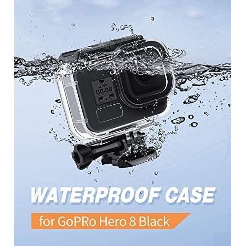  SHOOT Waterproof Housing Shell for GoPro Hero 8 Black,Diving Protective Housing Case with Tempered Screen Film and Anti-Fog Insert for GoPro Hero 8