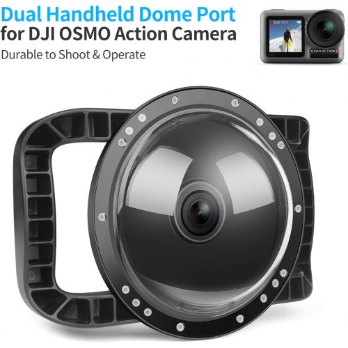  Shoot Dome Port for DJI OSMO Action Camera - Waterproof Housing Cover Lightweight Stable Dual Handle Stabilizer Easier to Shoot Underwater Photos/Videos, Enlarge Trigger, Overall W
