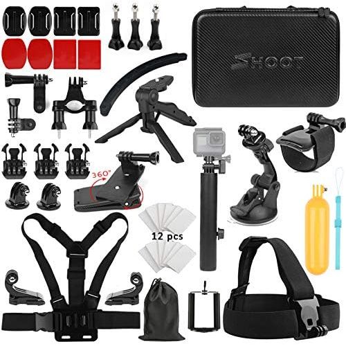  SHOOT Must Have Accessories Kit with Monopod for OSMO Action Camera GoPro Hero 9 8 HERO7 Black Silver White/6/5/4/3+/3/5 Session/Hero(2018)/Fusion Campark AKASO DBPOWER Crosstour C