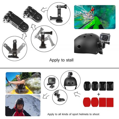  SHOOT Must Have Accessories Kit with Monopod for OSMO Action Camera GoPro Hero 9 8 HERO7 Black Silver White/6/5/4/3+/3/5 Session/Hero(2018)/Fusion Campark AKASO DBPOWER Crosstour C