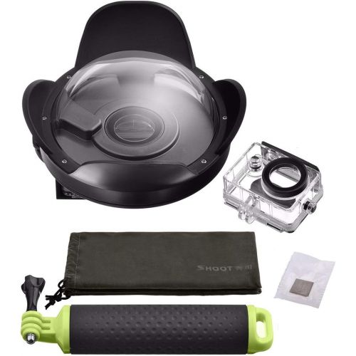  SHOOT Underwater Dome Port for GoPro Hero 7 6 5 Black with Float Grip Waterproof Case Sunshade Lens Dome Go Pro 6 5 7 Accessory