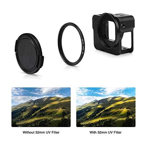  SHOOT Aluminum Solid Cooling Case for GoPro HERO7 Black/HERO6/HERO5/HERO(2018) Vlogging Built-in 52mm UV Protection Lens Filter,Lens Cap,Mic Cold Shoe Adapter(No Back Cover)