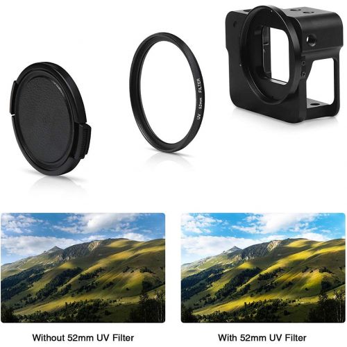  SHOOT Aluminum Solid Cooling Case for GoPro HERO7 Black/HERO6/HERO5/HERO(2018) Vlogging Built-in 52mm UV Protection Lens Filter,Lens Cap,Mic Cold Shoe Adapter(No Back Cover)