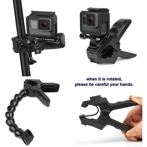  SHOOT Jaws Flex Clamp Mount with Adjustable Gooseneck Clip for GoPro Hero 10 9 8 7 Black Silver White 6 5 4 3+ 3 DJI Osmo Action Camera Accessories