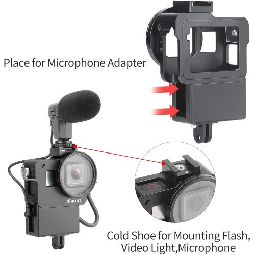  SHOOT Aluminum Vlogging Cooling Case for GoPro HERO7 Black/HERO6/HERO5 Black/Hero(2018) with Microphone Adapter Place,Back Cover,52mm UV Protection Lens Filter,Lens Cap