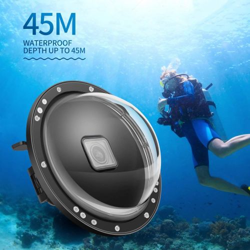  Shoot Dome Port Lens for GoPro HERO8 Black - Dual Handle Stabilizer Floating Grip, Enlarge Trigger, Overall Waterproof Case - Easier to Hold and Shoot Over Underwater Photos/Videos