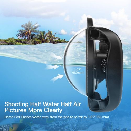  Shoot Dome Port Lens for GoPro HERO8 Black - Dual Handle Stabilizer Floating Grip, Enlarge Trigger, Overall Waterproof Case - Easier to Hold and Shoot Over Underwater Photos/Videos