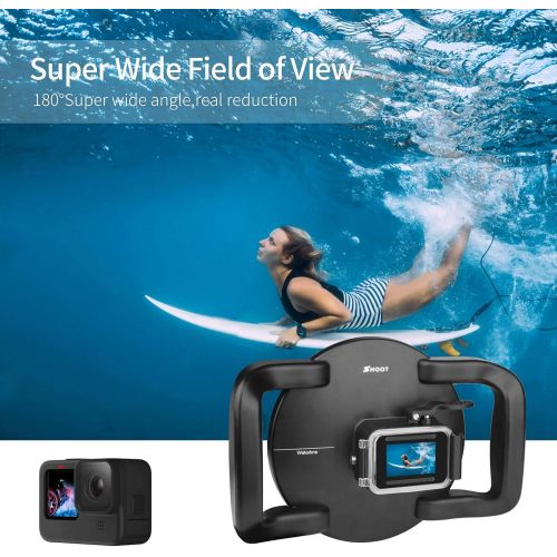  Shoot Dome Port Lens for GoPro Hero 9/10 Black - Dual Handle Stabilizer Floating Grip, Enlarge Trigger, Overall Waterproof Case - Easier to Hold and Shoot Over Underwater Photos/Vi