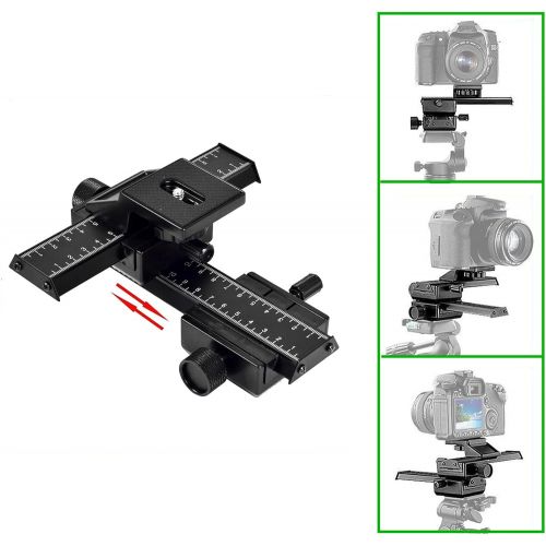  SHOOT Aluminum Pro 4-Way Macro Focusing Rail Slider /Close-up Shooting Photography for Canon Nikon Sony Pentax Olympus Samsung Other Digital SLR Camera and DC with 1/4 Screw Hole