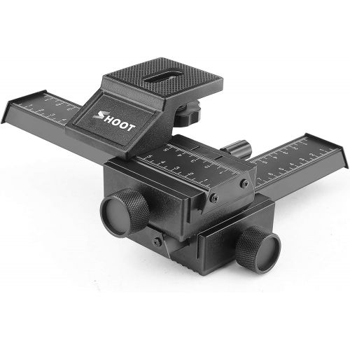  SHOOT Aluminum Pro 4-Way Macro Focusing Rail Slider /Close-up Shooting Photography for Canon Nikon Sony Pentax Olympus Samsung Other Digital SLR Camera and DC with 1/4 Screw Hole