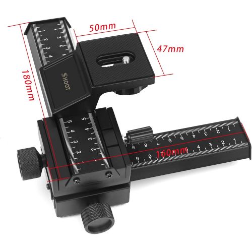  SHOOT Aluminum Pro 4-Way Macro Focusing Rail Slider /Close-up Shooting Photography for Canon Nikon Sony Pentax Olympus Samsung Other Digital SLR Camera and DC with 1/4 Screw Hole