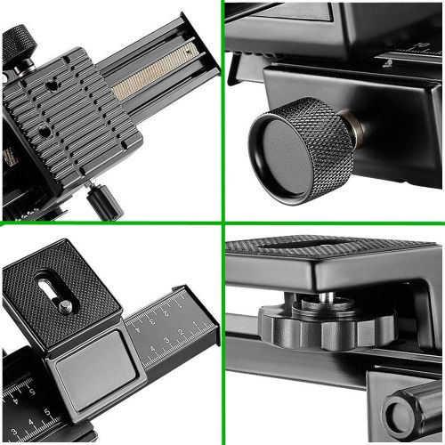  SHOOT Aluminum Pro 4-Way Macro Focusing Rail Slider /Close-up Shooting Photography for Canon Nikon Sony Pentax Olympus Samsung Other Digital SLR Camera and DC with 1/4 Screw Hole