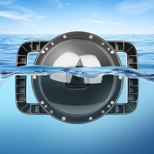  [아마존베스트]SHOOT Dome Port Lens for GoPro HERO8 Black - Dual Handle Stabilizer Floating Grip, Enlarge Trigger, Overall Waterproof Case - Easier to Hold and Shoot Over Underwater Photos/Videos
