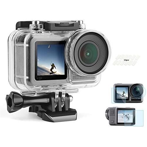  [아마존베스트]SHOOT 98 ft/30 m waterproof housing with hardened HD protective film for DJI OSMO action camera accessory kit.