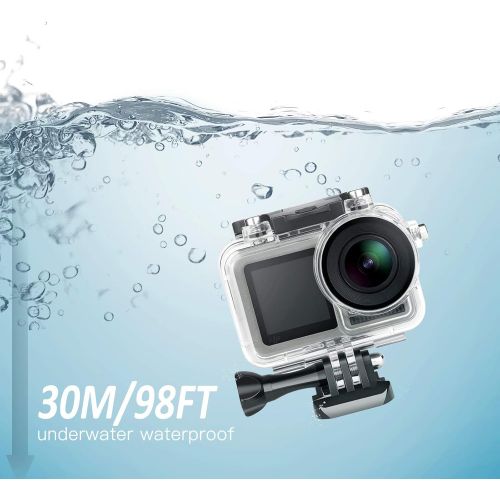  [아마존베스트]SHOOT 98 ft/30 m waterproof housing with hardened HD protective film for DJI OSMO action camera accessory kit.