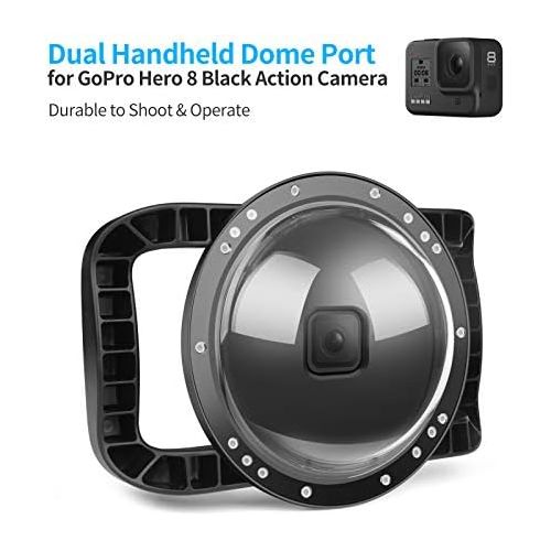  [아마존베스트]SHOOT Stabiliser handle with two handles dome port for GoPro Hero 8 action camera overall concept, comfortable operation, waterproof up to 45 m/147 ft.