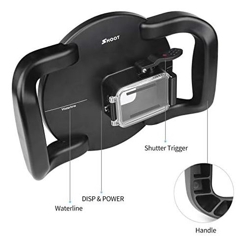  [아마존베스트]SHOOT Stabiliser handle with two handles dome port for GoPro Hero 8 action camera overall concept, comfortable operation, waterproof up to 45 m/147 ft.