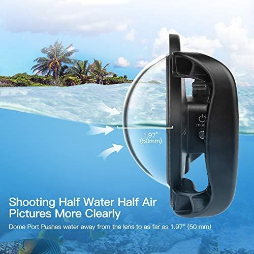  [아마존베스트]SHOOT Stabiliser handle with two handles dome port for GoPro Hero 8 action camera overall concept, comfortable operation, waterproof up to 45 m/147 ft.