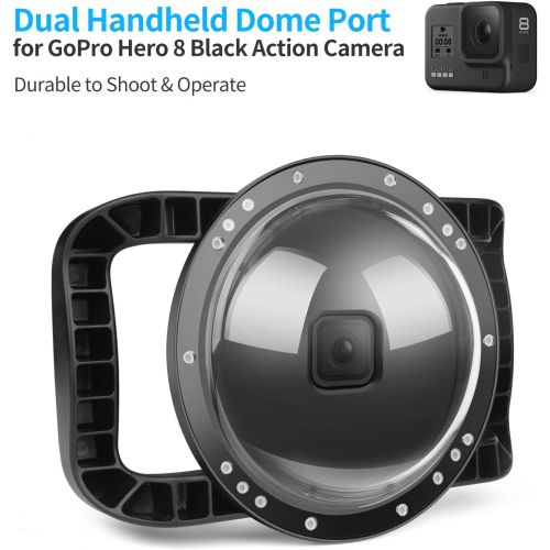  [아마존베스트]SHOOT Stabiliser handle with two handles dome port for GoPro Hero 8 action camera overall concept, comfortable operation, waterproof up to 45 m/147 ft.