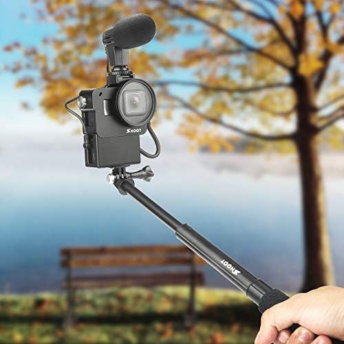  [아마존베스트]SHOOT Protective Case Aluminium Alloy Vlogging Film Frame Mount with Microphone Cold Shoe Adapter for GoPro Hero 7/6/5 Action Camera Accessories