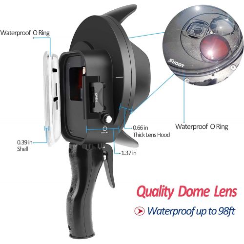  SHOOT Dome Port Must Have Accessories for GoPro Hero 7 BlackHero 6Hero 5Hero(2018) Black Camera Underwater Diving Transparent Lens Housing Dome with Gray Floaty Grip Underwater