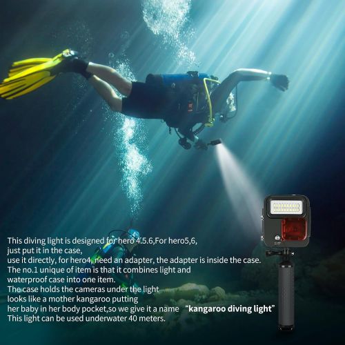  SHOOT 1000LM Kangaroo Diving Light for GoPro HERO7 BlackHERO6HERO5HERO4HERO(2018),Waterproof Case 30m (98 feet), LED Underwater Scuba Fill Light,Removeble Red Filter