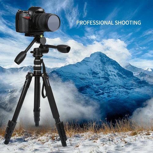  SHOOT Double Handle 3-Way Tripod Pan Head Tilt Head Ball with 14 Quick Release Plate for Tripod, Monopod, Slider, DSLR Camera